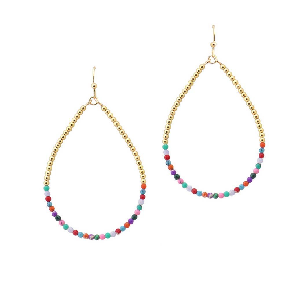 Dainty Agate Stone Beaded Teardrop Dangle Earring