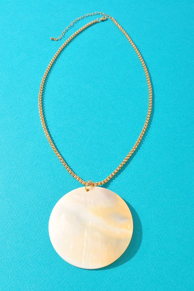 Mother of Pearl Disc Pendant Necklace