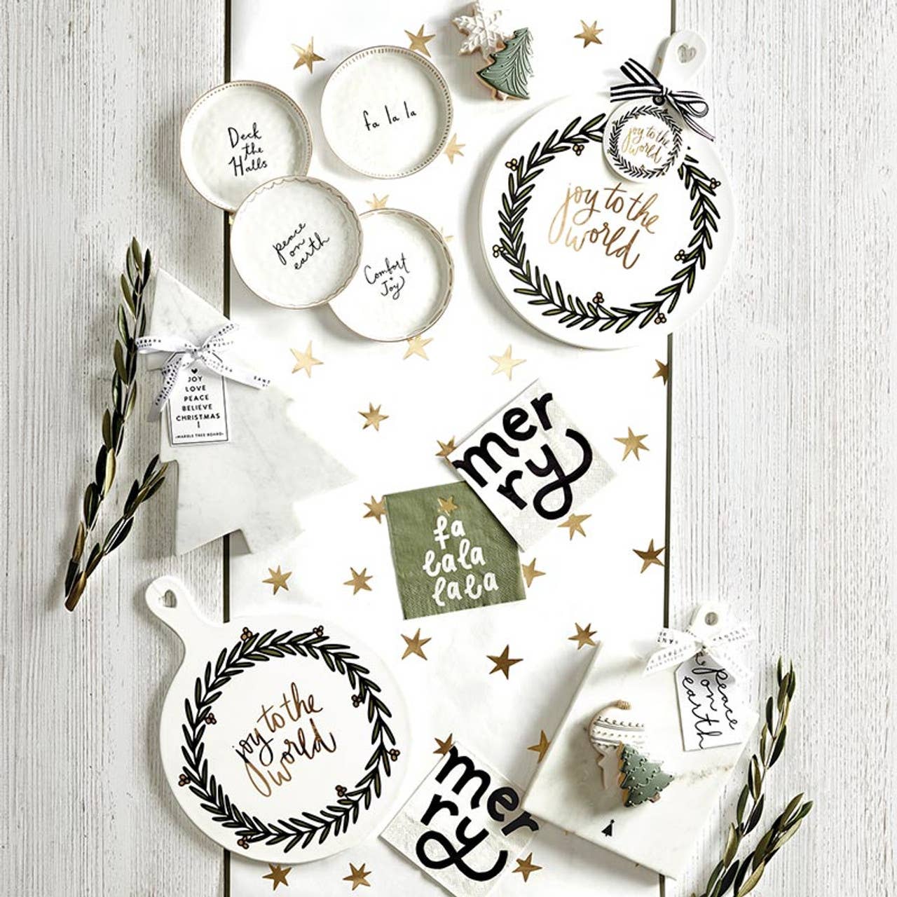 Marble Christmas Tree Board - Joy Love Peace