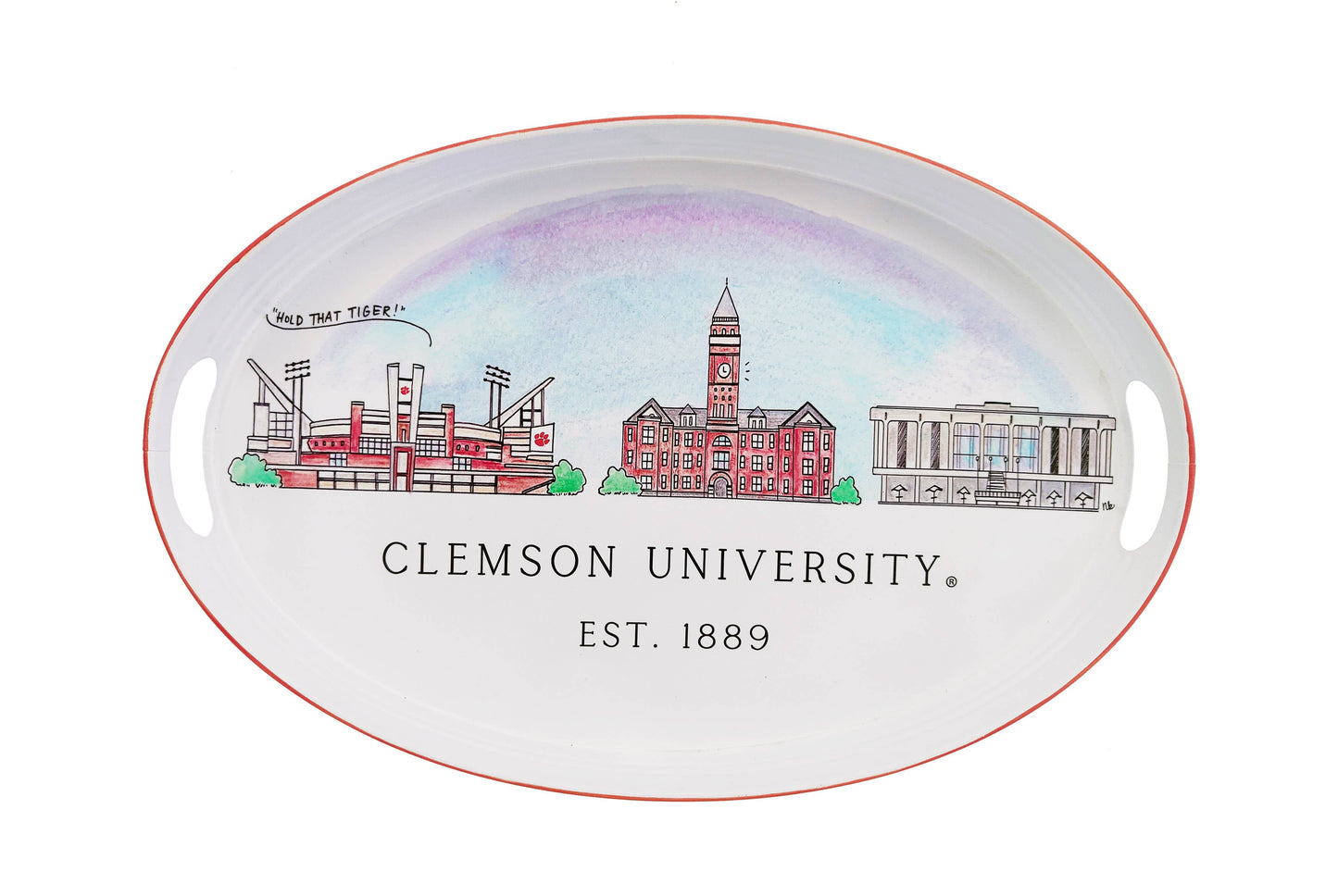 Clemson Skyline Oval Tray