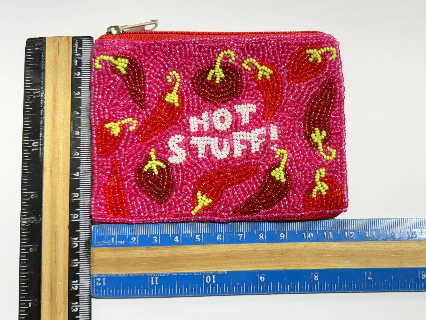 Green Leaves Mini Beaded Coin Purse