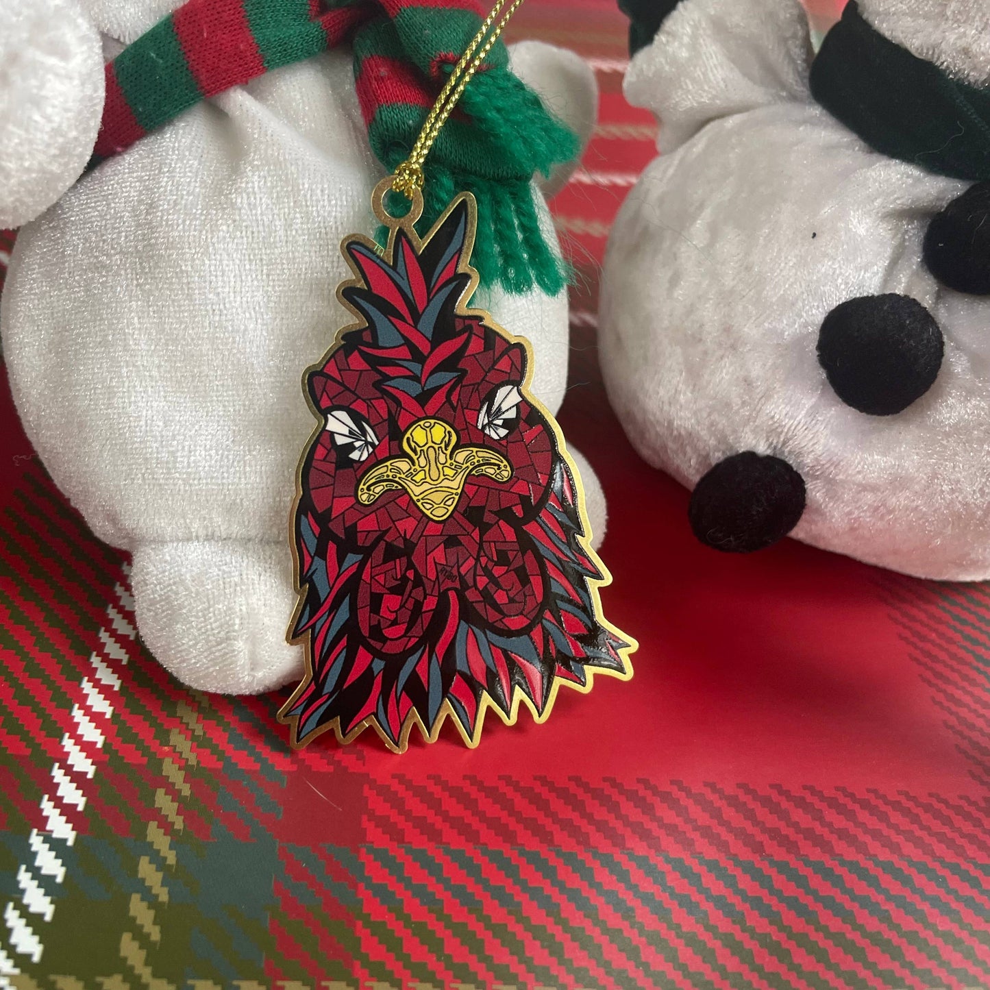 South Carolina Mosaic Rooster Farm Gold Christmas Ornament