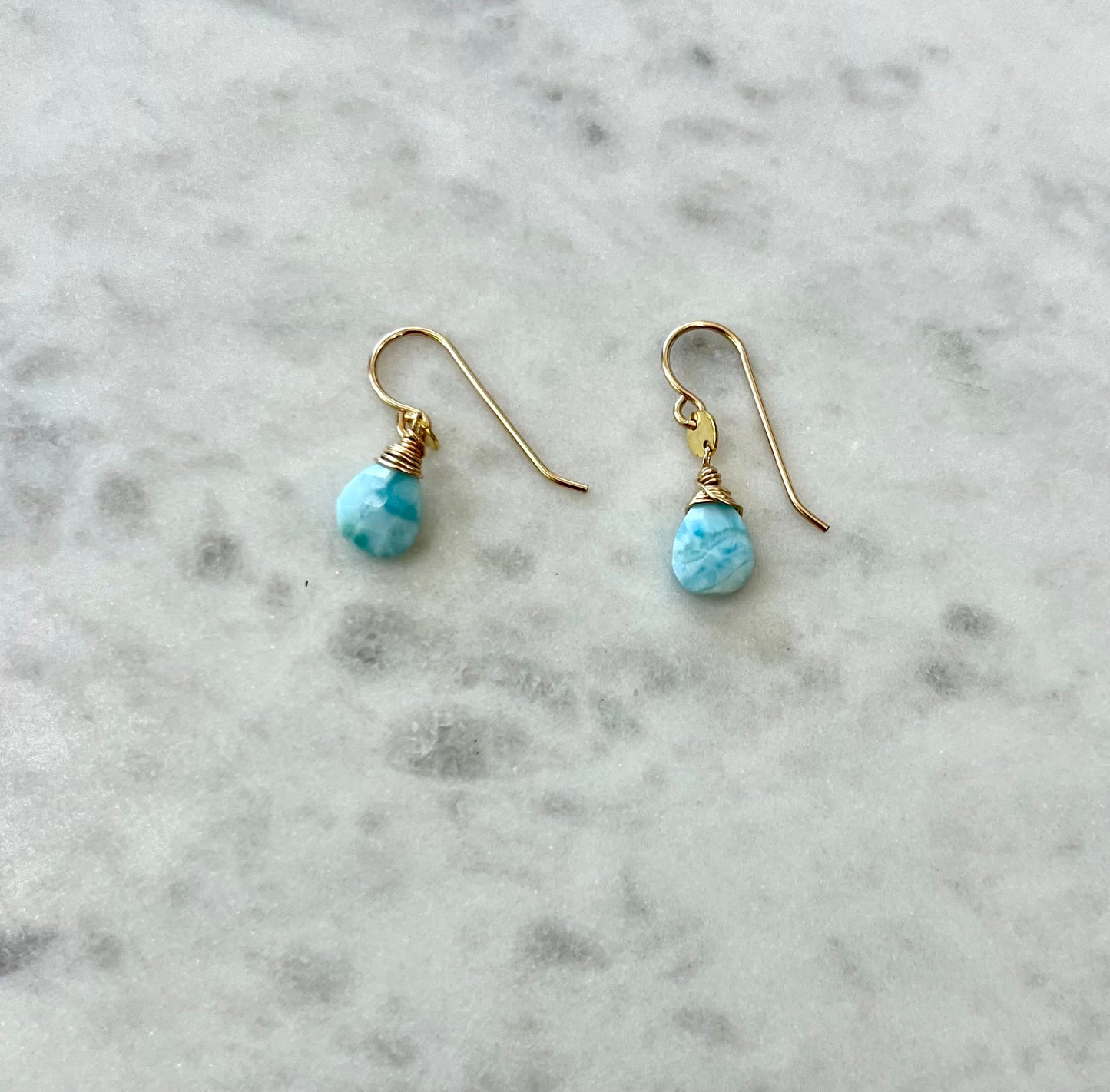 Larimar mini disc earrings