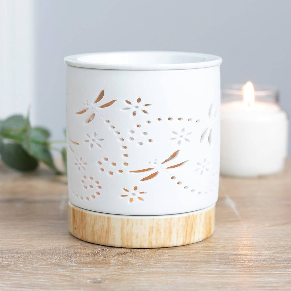 Dragonfly Matte Ceramic Oil Burner and Wax Warmer