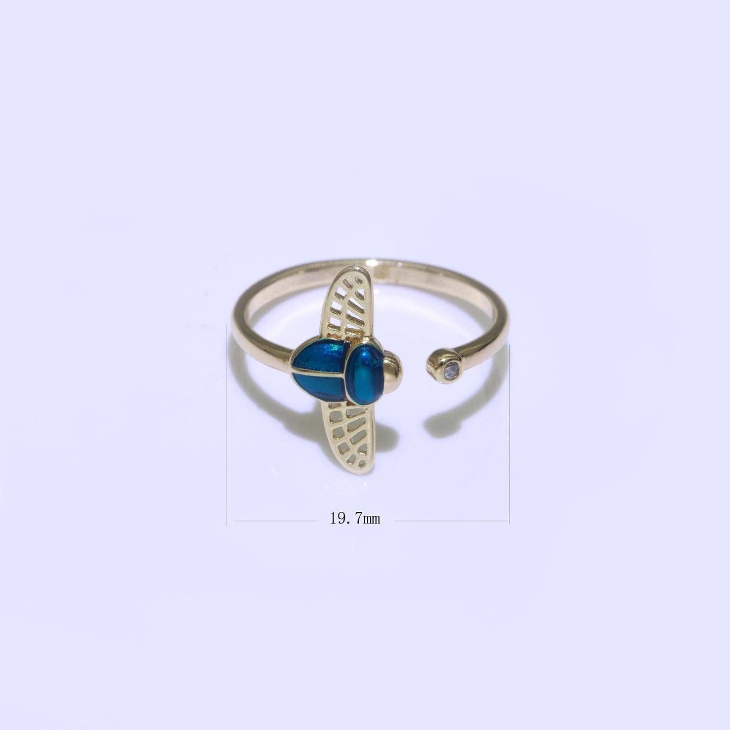 Dainty Bee Ring 18K Gold Filled Ring Open Adjustable Ring Animal Insect Cz Simple Stacking Jewelry