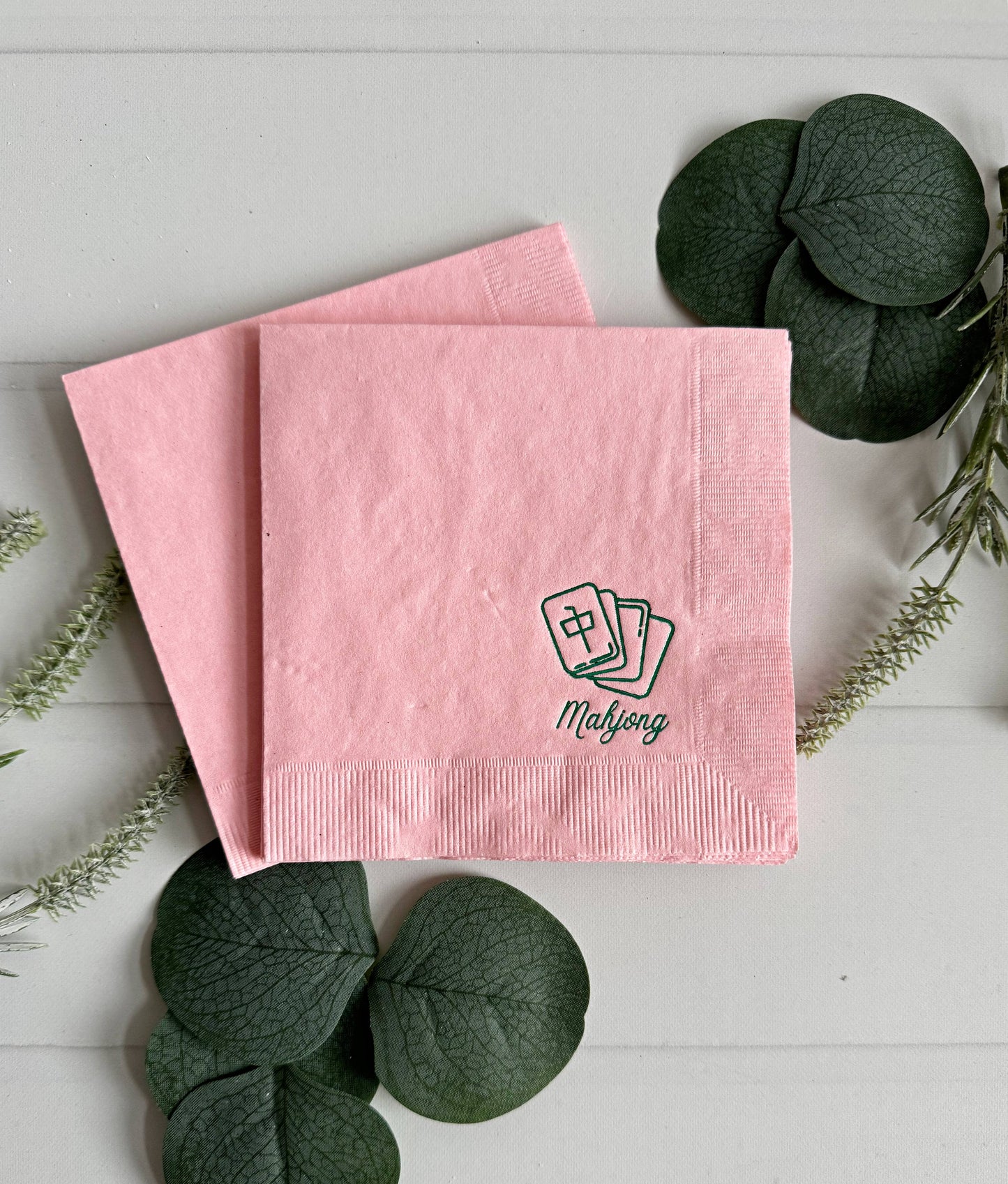 Blush Pink Mahjong Tile Cocktail Napkins | Set of 16