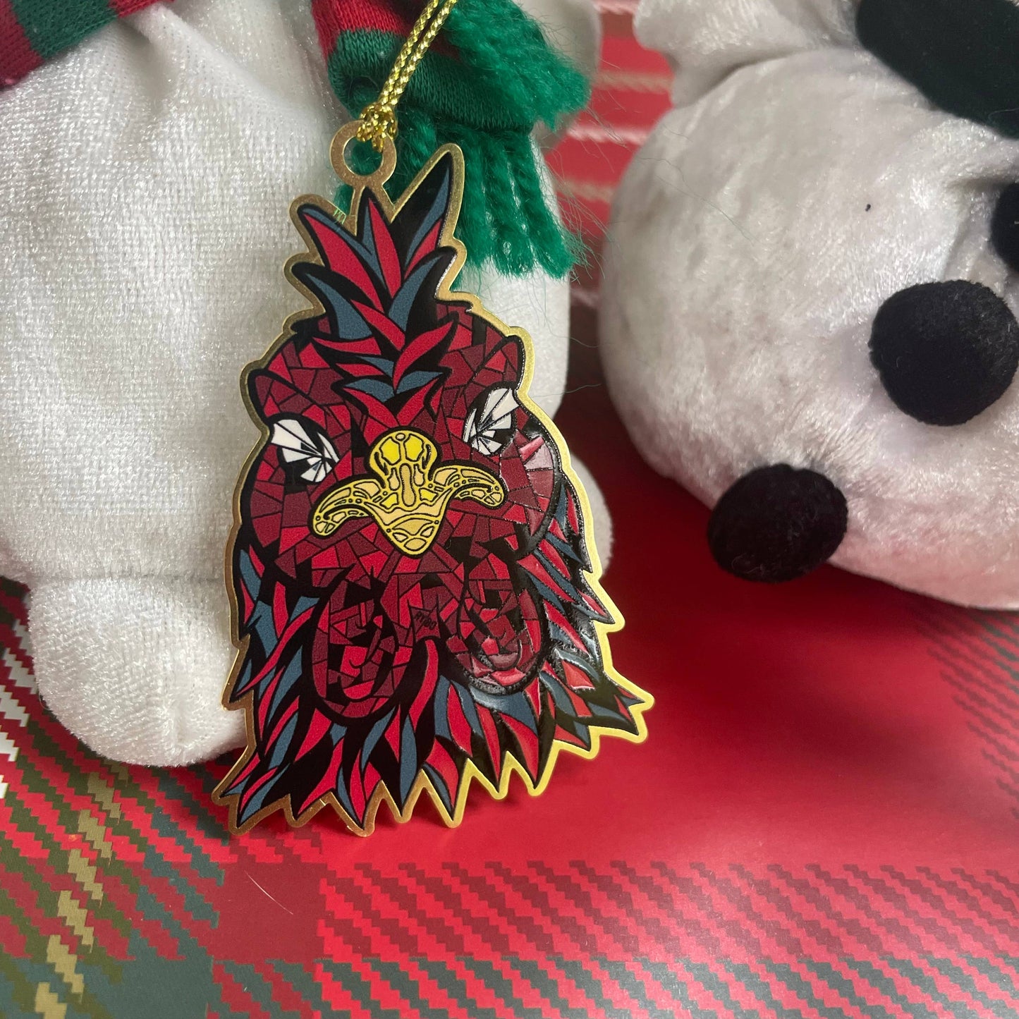 South Carolina Mosaic Rooster Farm Gold Christmas Ornament
