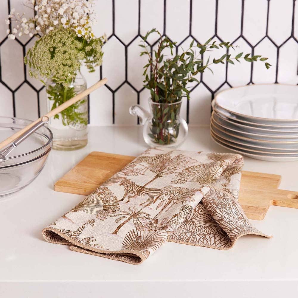 SAFARI ANIMALS blu Kitchen Tea Towel