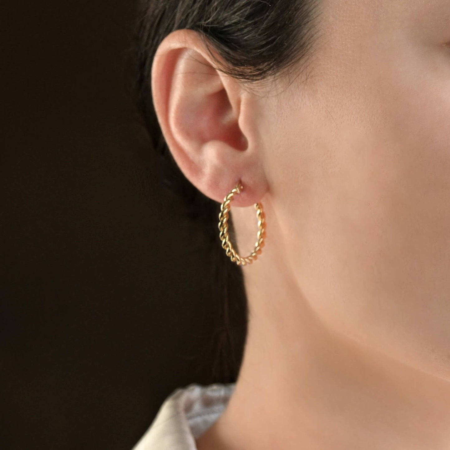 Twisted Hoops - Tarnish-free 20 MM Thin Rope Hoop Earrings