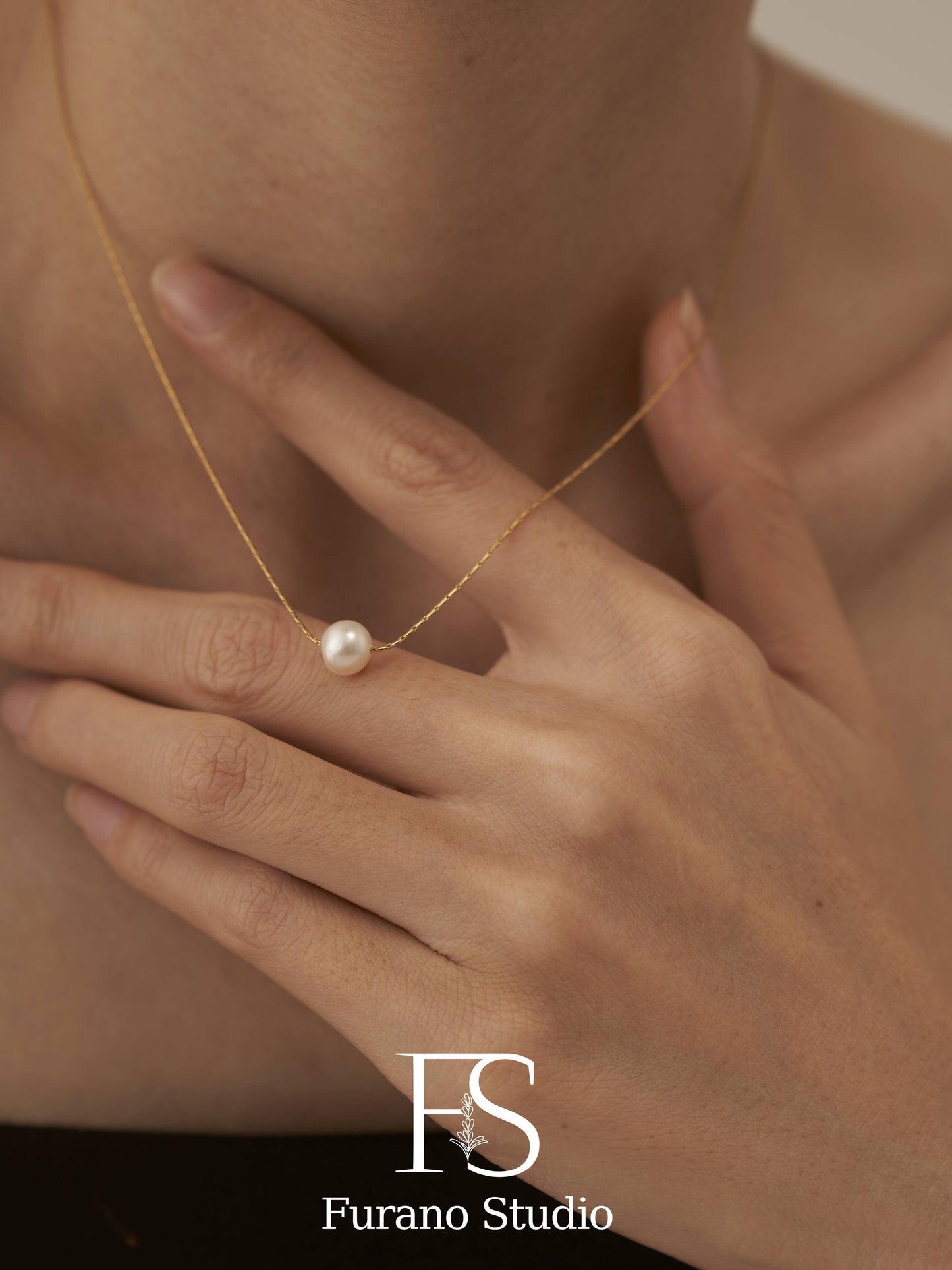 18K Gold Plated Floating Pearl Necklace ~ Unbreakable