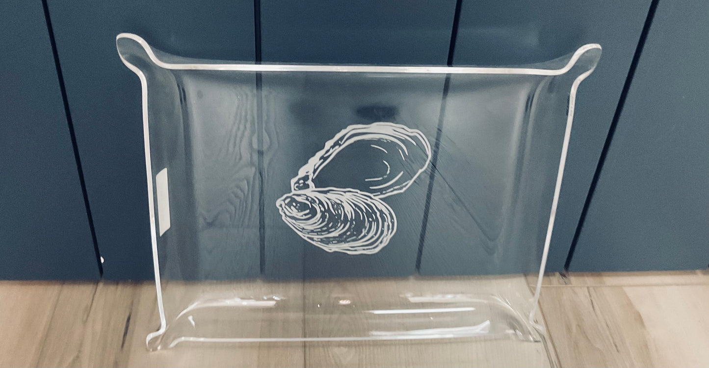 Oyster Engraved Acrylic Valet Tray 10"
