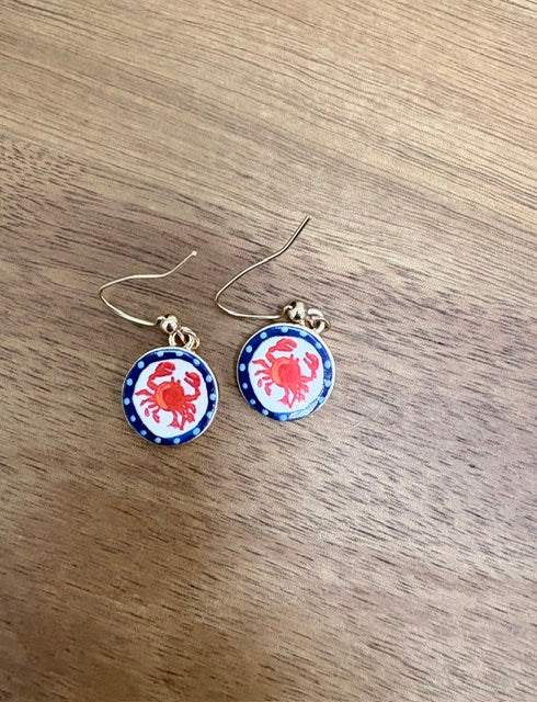 Crab Enamel Earrings