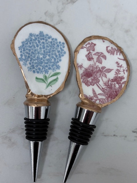 Floral Oyster Wine Toppers