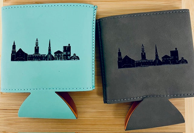 Engraved Faux Leather Koozies