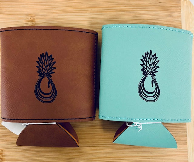 Engraved Faux Leather Koozies