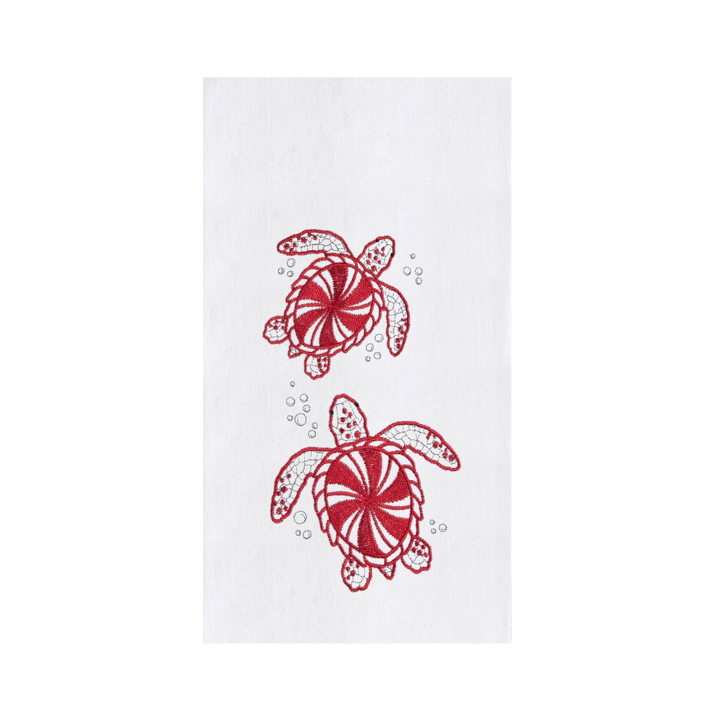 Christmas Peppermint Turtles Coastal Kitchen Towel