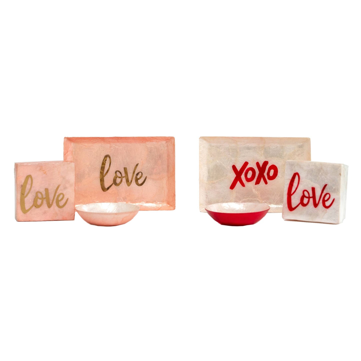 3" Capiz Box - LOVE in Gold/Pink