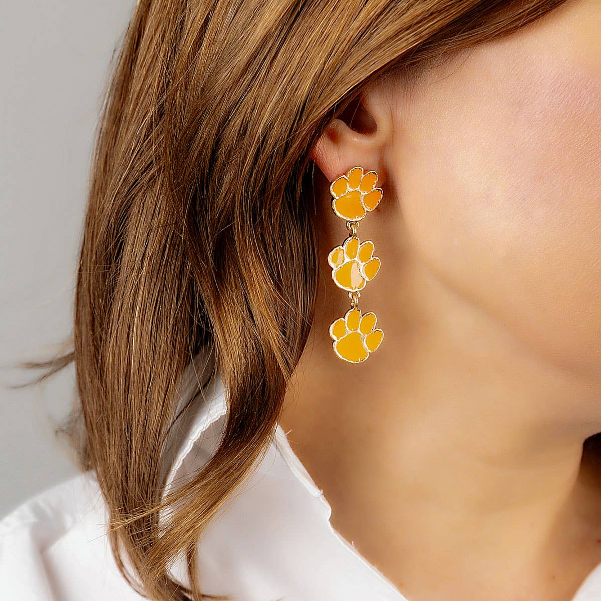 Clemson Tigers Triple Drop Enamel Earrings in Orange