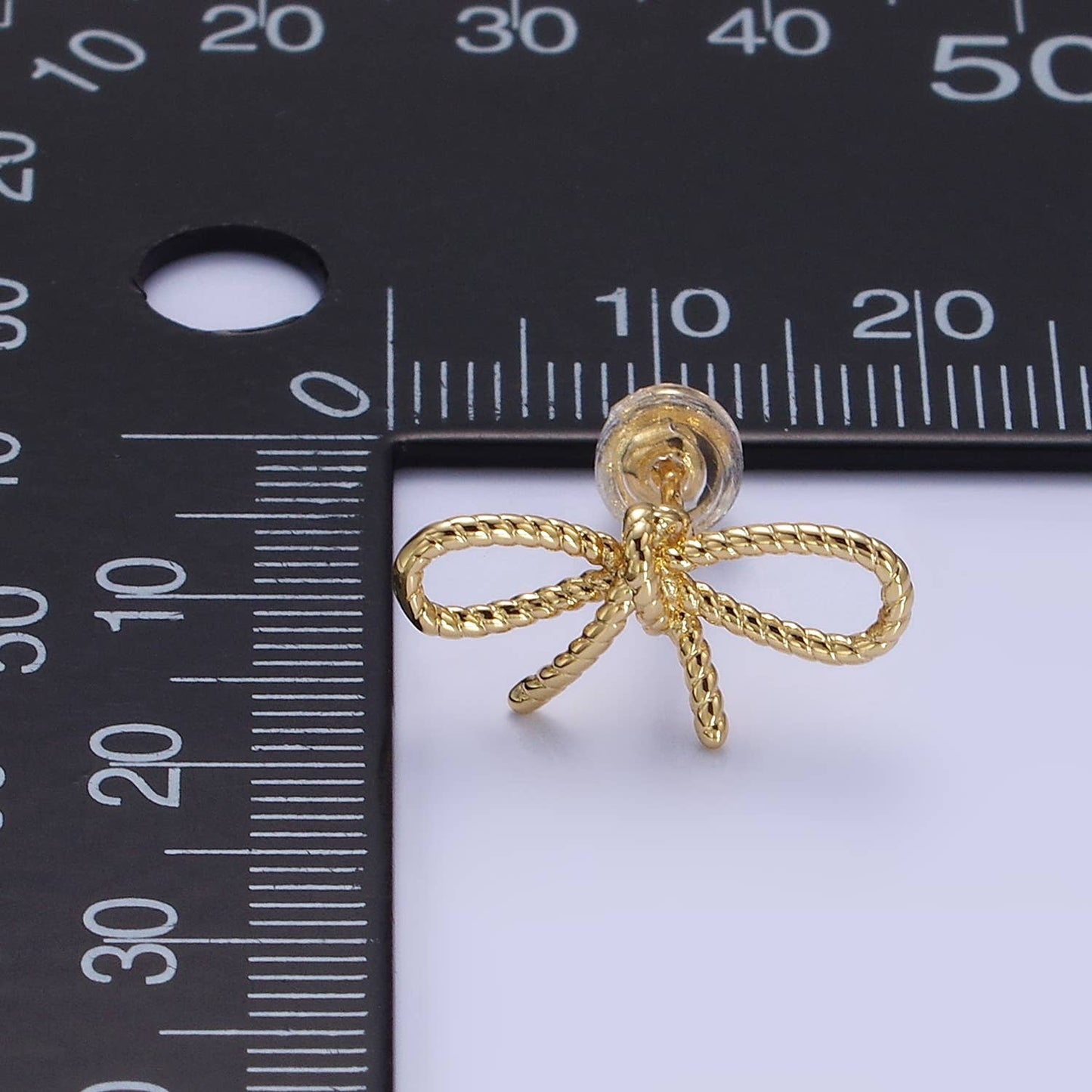 24K Gold Filled Ribbon Bow Stud Earrings