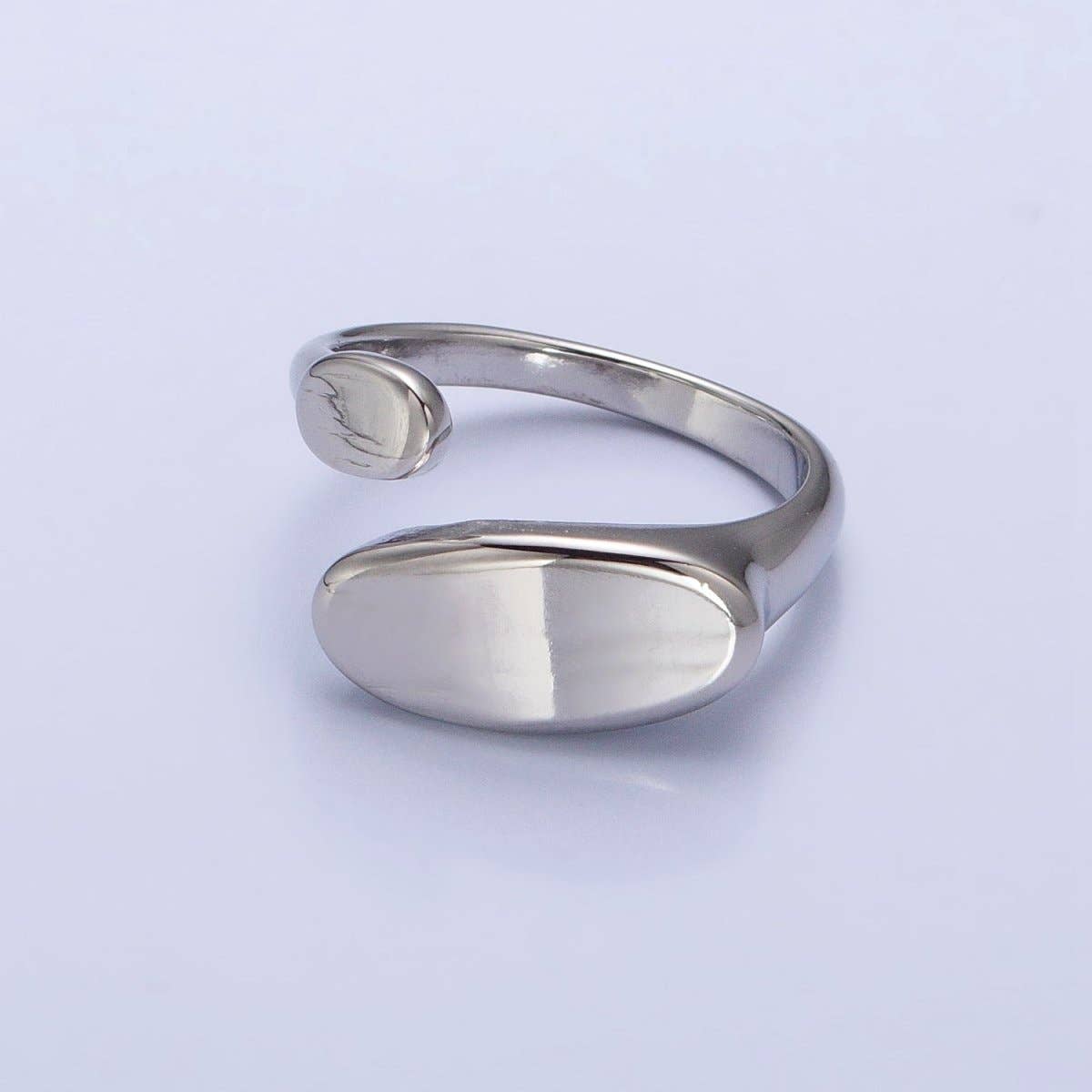 Stainless Steel Flat Oval Double Chubby Claw Open Band Ring in Gold & Silver