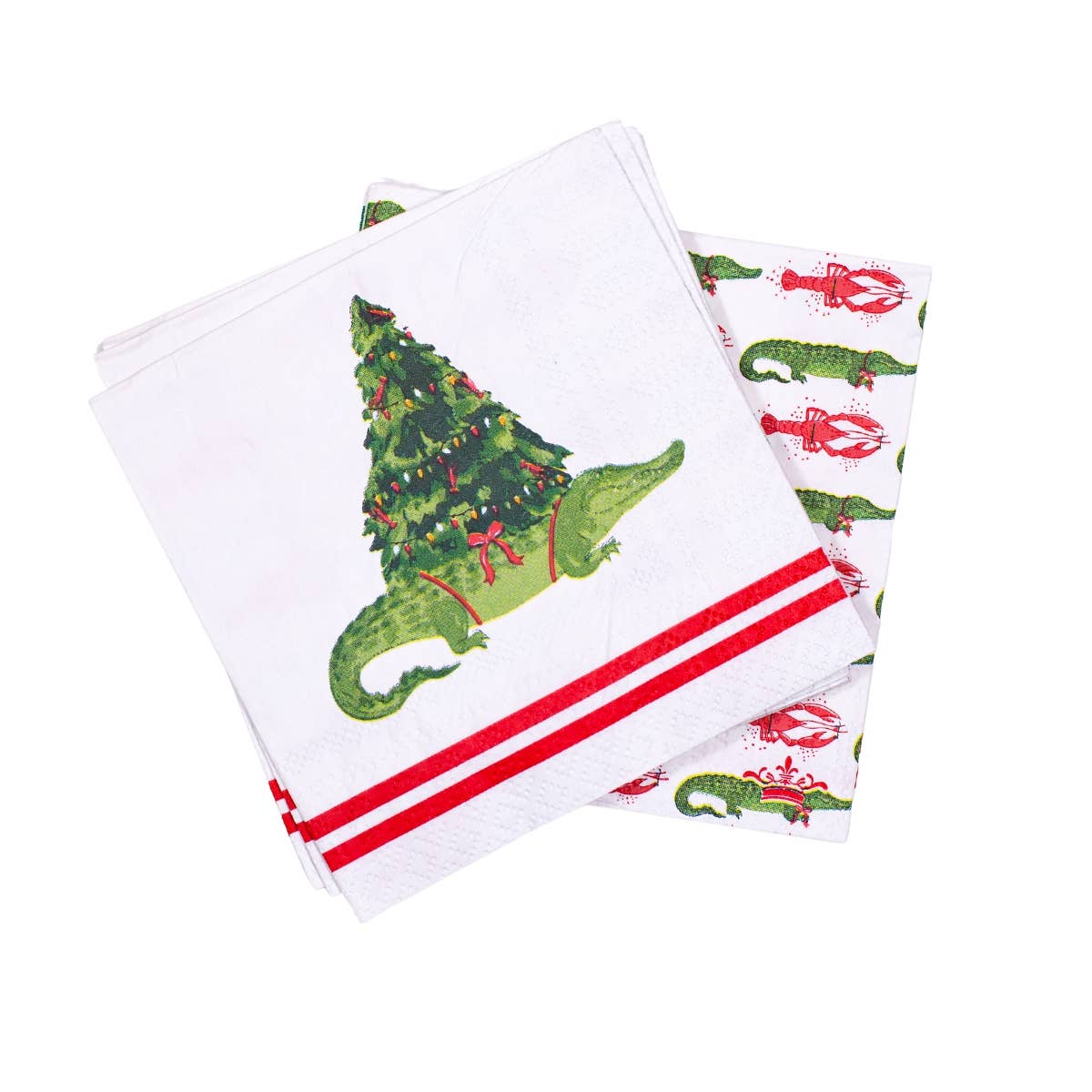 Gator Tree Cocktail Napkins White/Red/Green 5x5