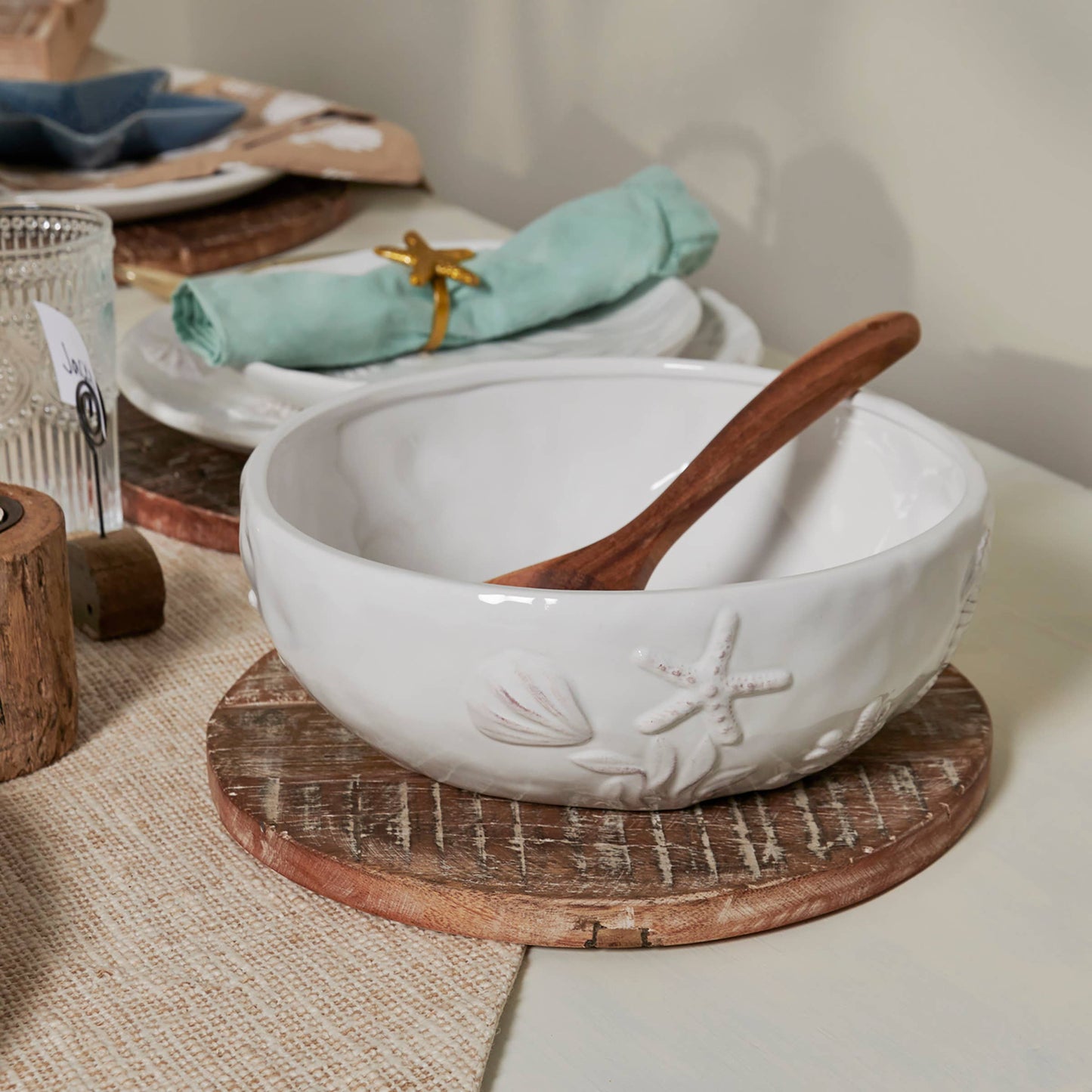 Embossed Beach Serving Bowl
