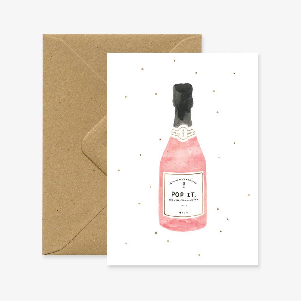 Champagne A6 Congratulations Card, Natural White Paper