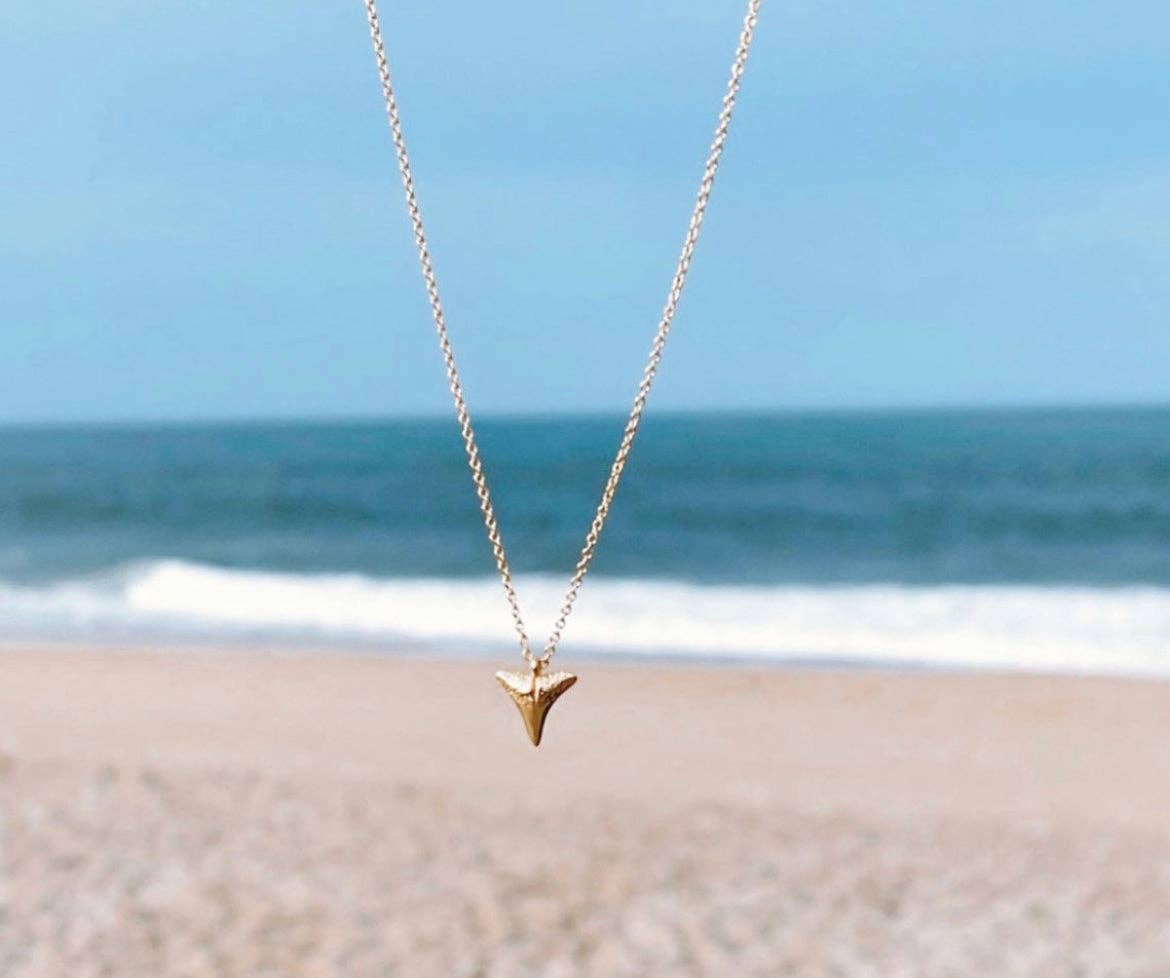 Franzie Golden Shark Tooth Pendant Necklace