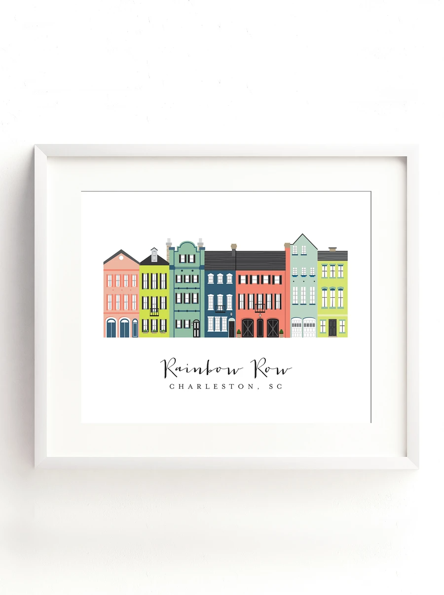 Charleston Rainbow Row Graphic Art Print
