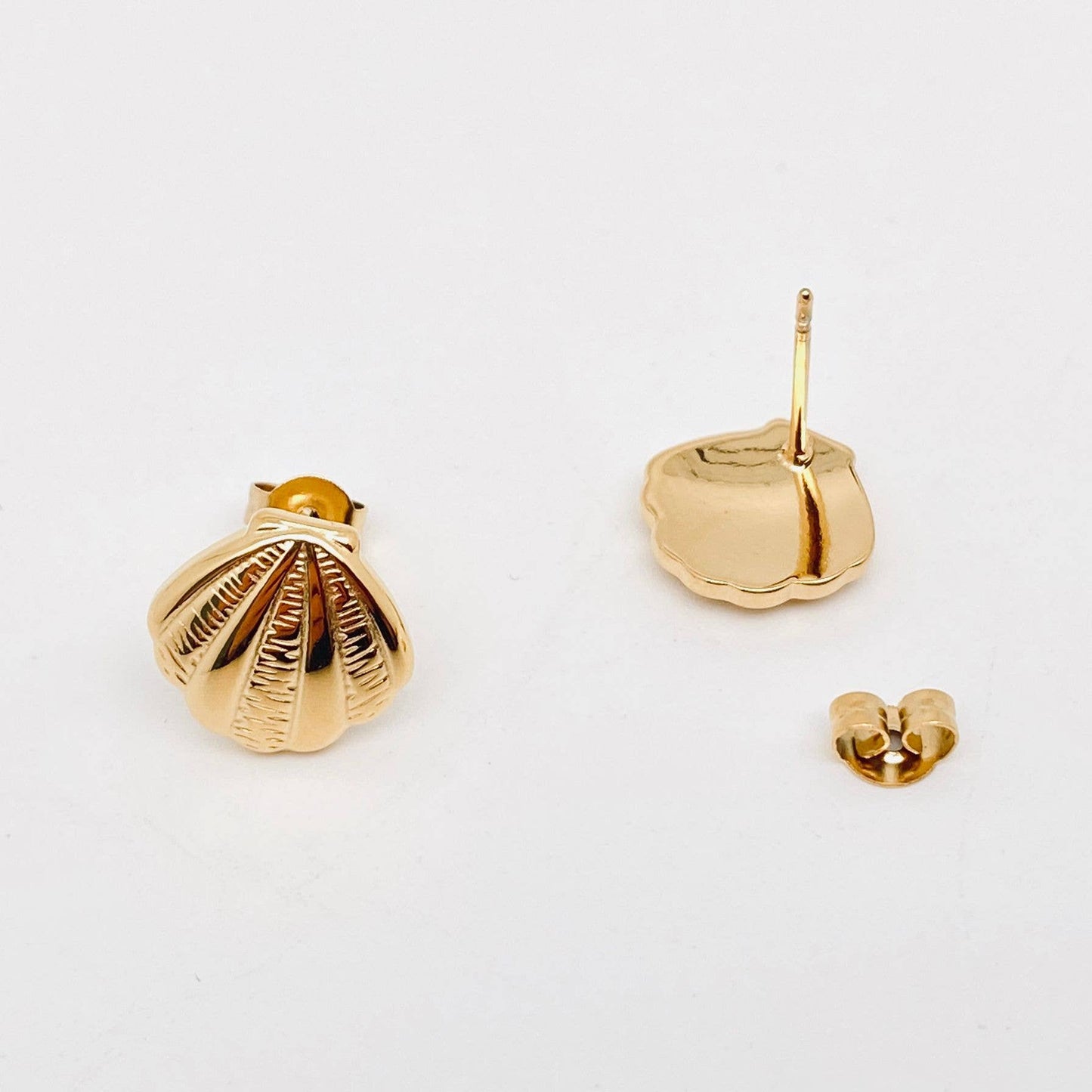 18K Gold Plated Stainless Steel Shell Shape Ear Studs