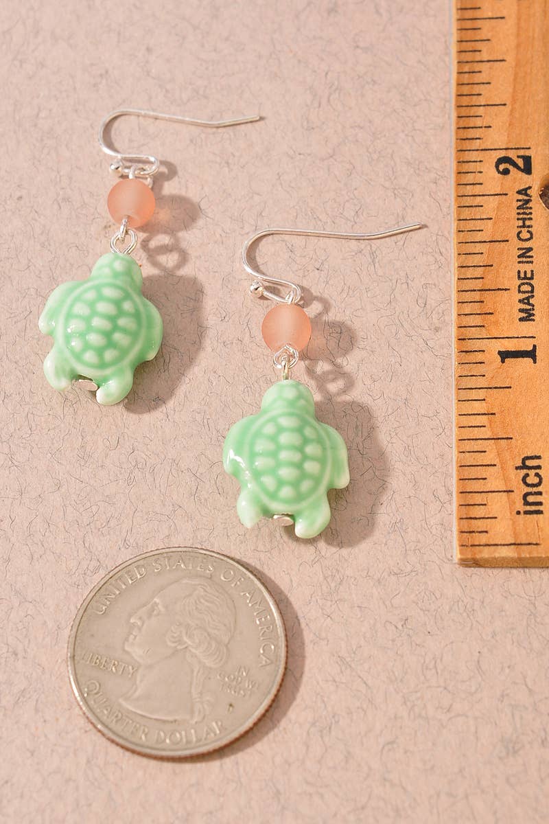 SEA TURTLE TURQUOISE CERAMIC EARRINGS