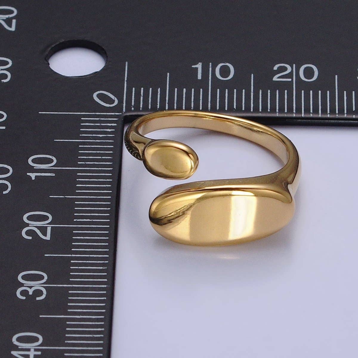 Stainless Steel Flat Oval Double Chubby Claw Open Band Ring in Gold & Silver