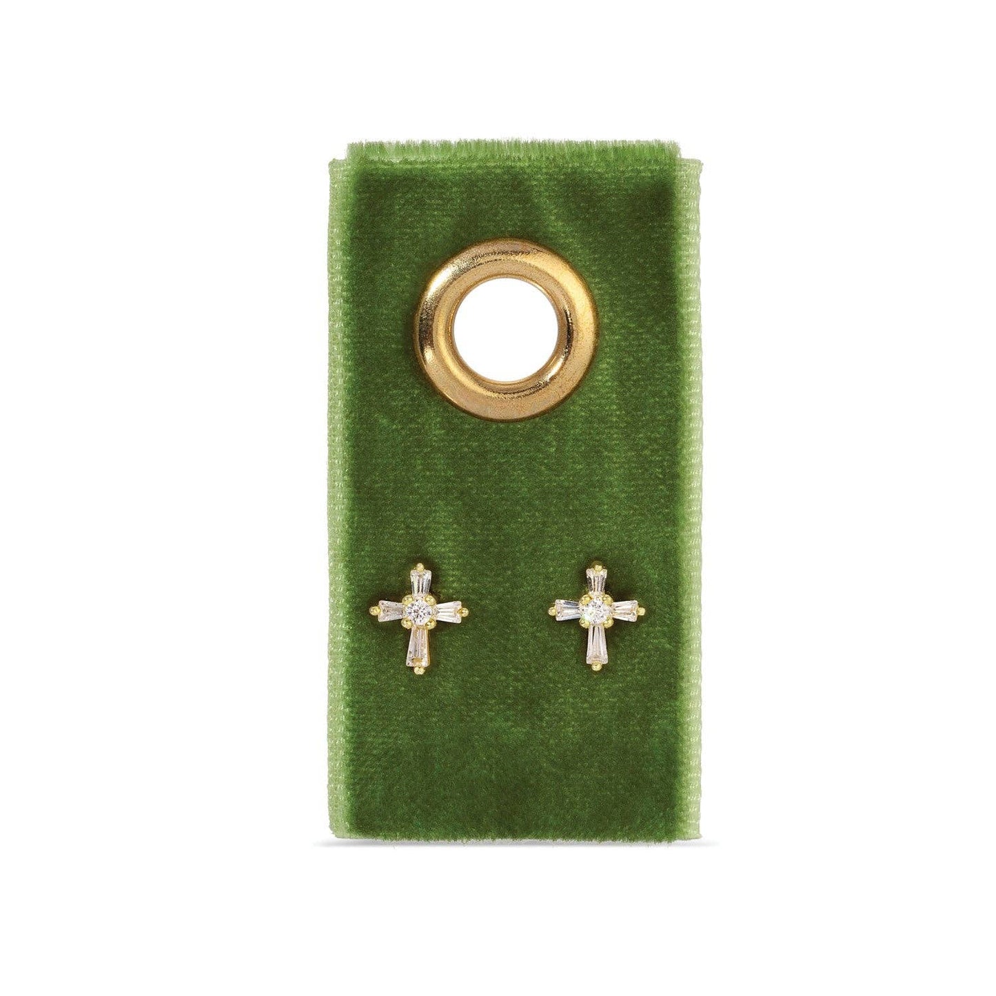 Single Gold Studs on a Velvet Tag