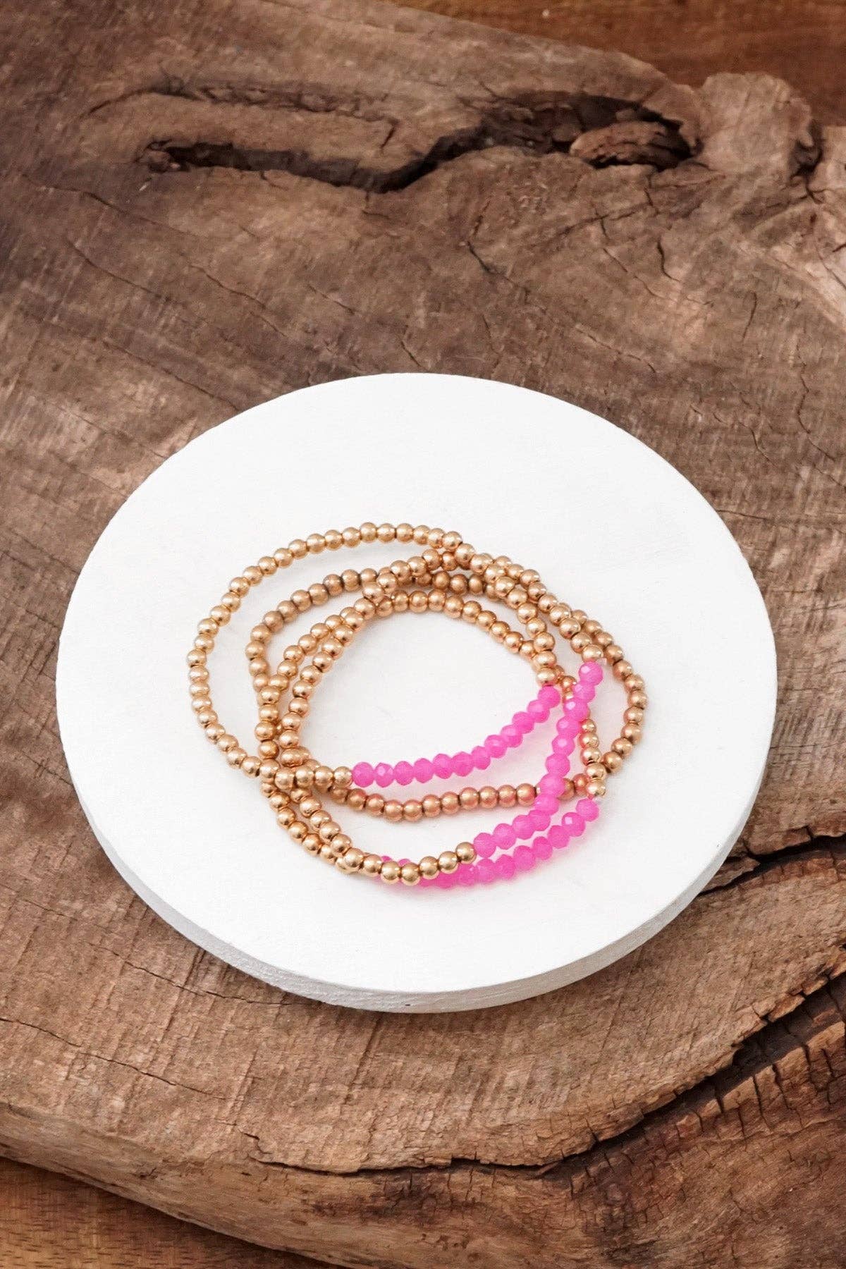 Bracelet Stack Small Worn Gold Glass Beads