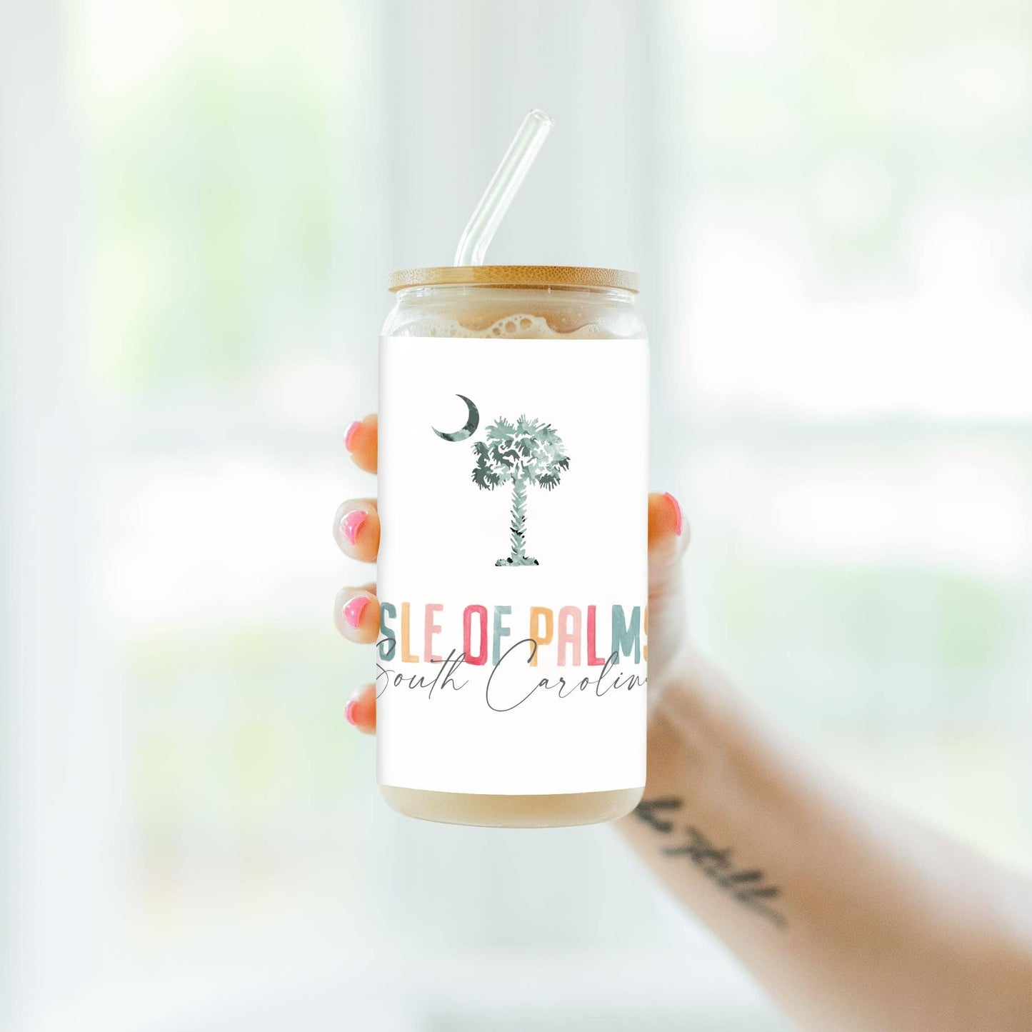 Isle Of Palms South Carolina Watercolor Cold Brew Glass
