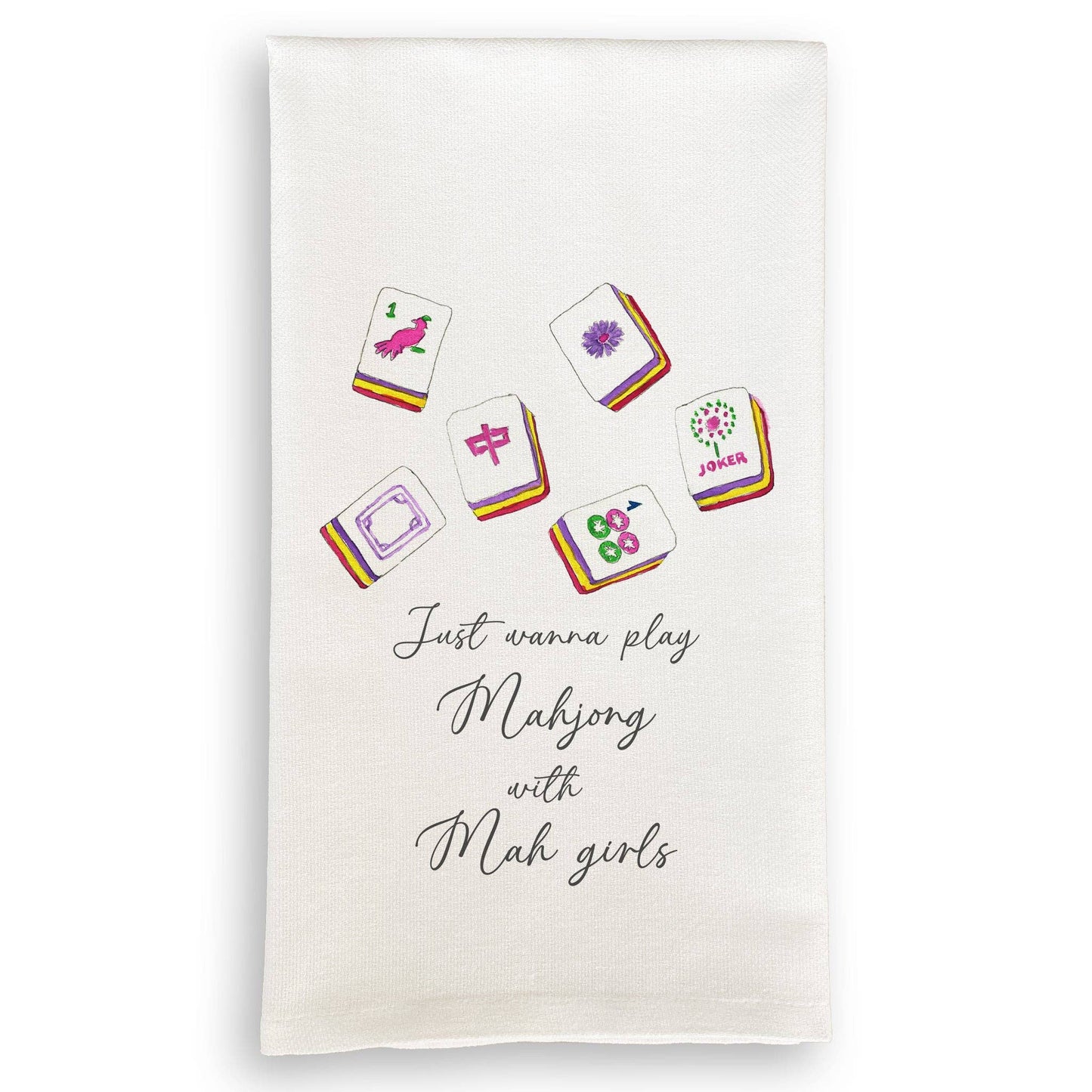 Mahjong with Mah Girls Tea Towel