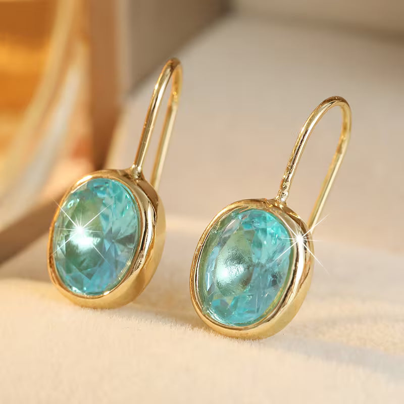 Sea Blue CZ dangle Earrings