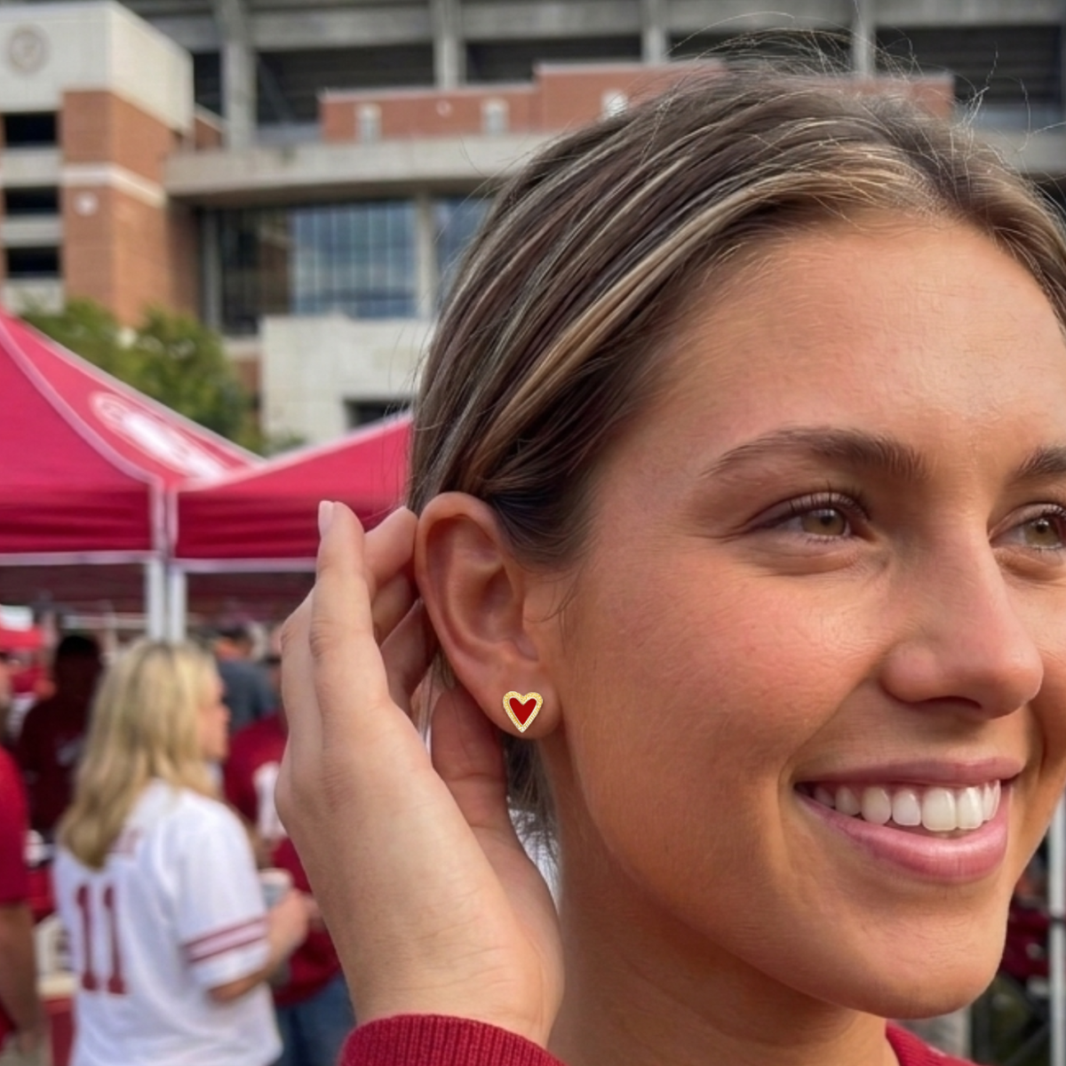 E205 - USC: I Love the University of South Carolina Heart Studs on Pennant Flag