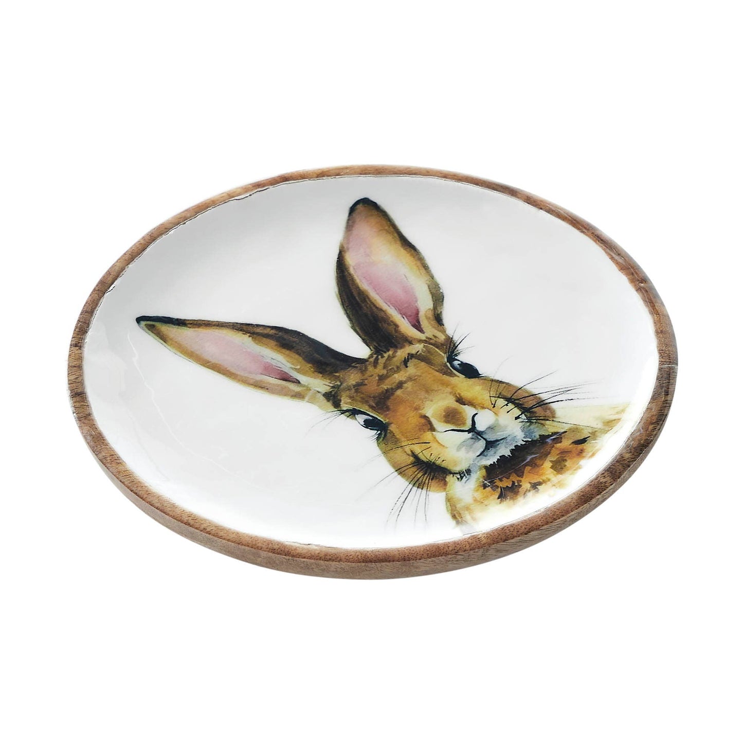 Bunny Hop Wooden Plate White