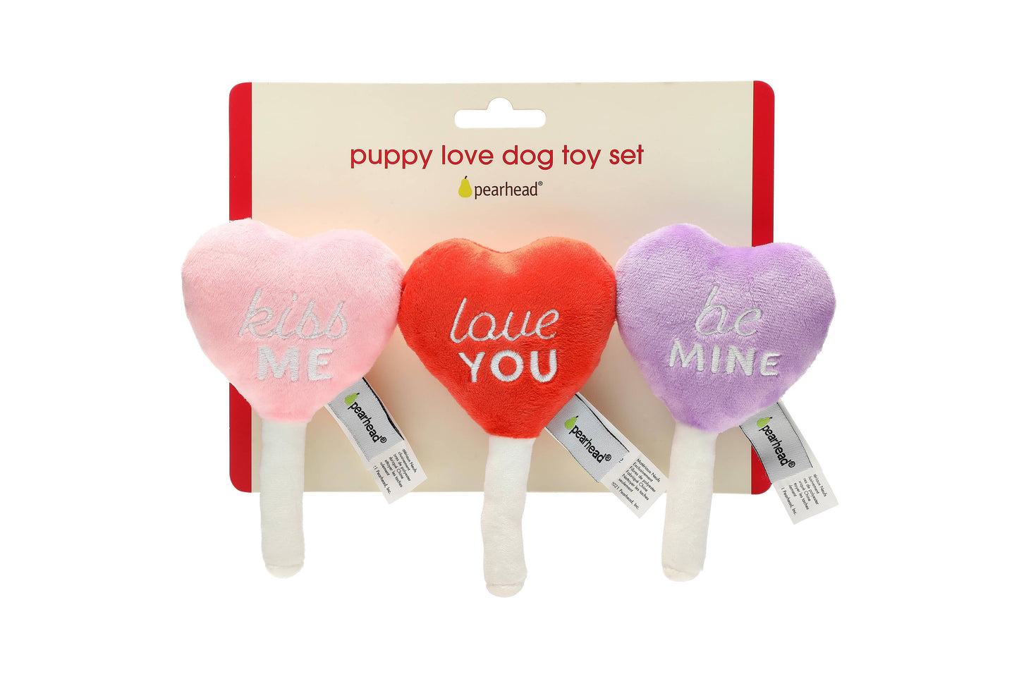 Conversation Hearts Dog Toys, Valentine's Day, Set of 3