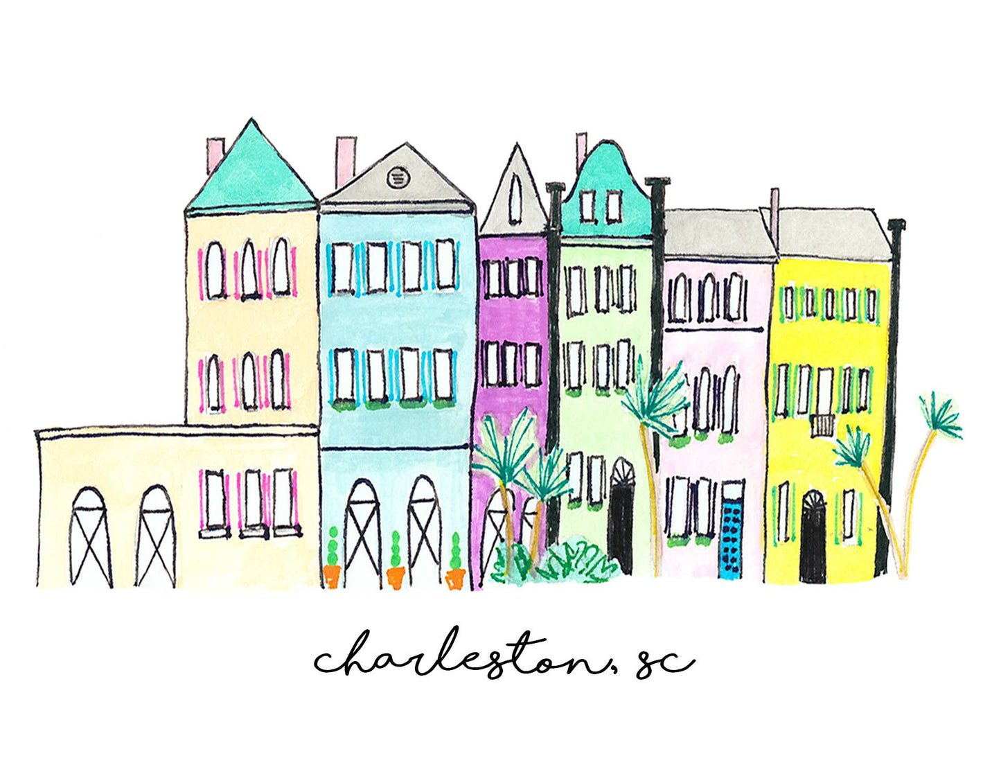Charleston, SC Rainbow Row Postcard