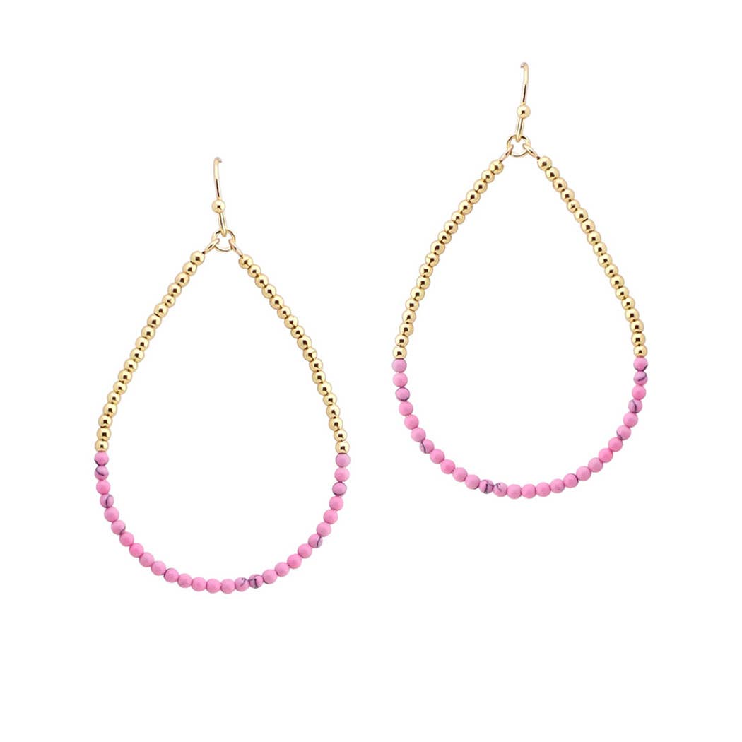 Dainty Agate Stone Beaded Teardrop Dangle Earring