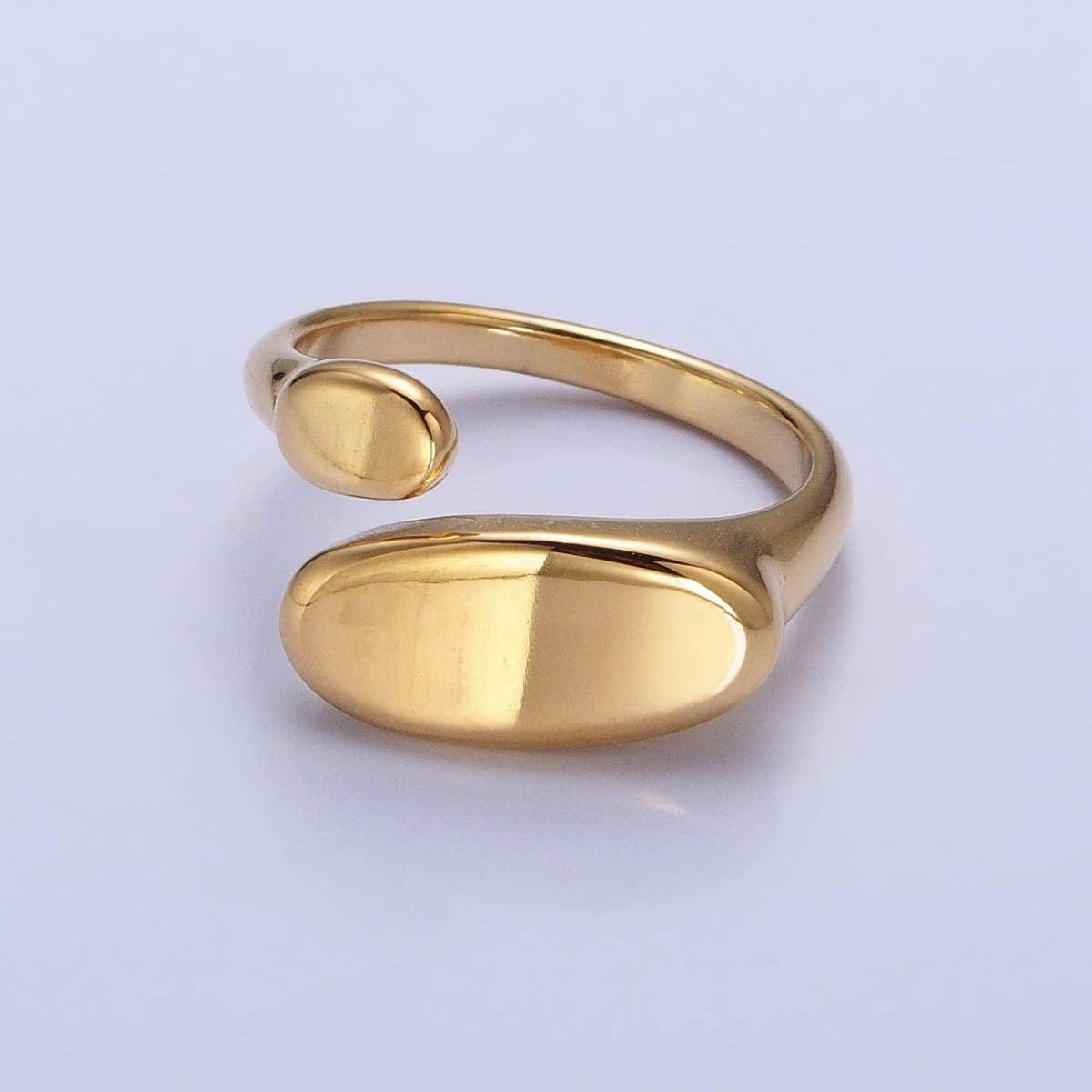 Stainless Steel Flat Oval Double Chubby Claw Open Band Ring in Gold & Silver