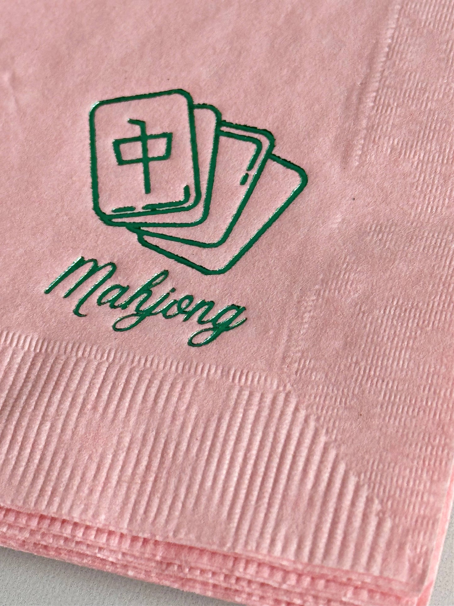 Blush Pink Mahjong Tile Cocktail Napkins | Set of 16