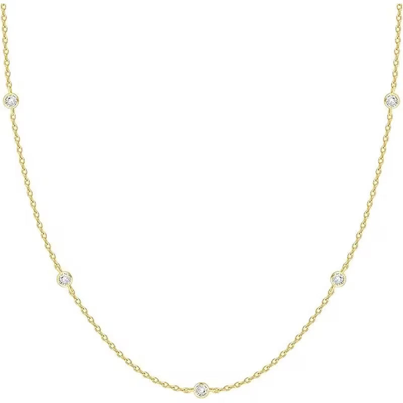 Dainty CZ 5 Stone Necklace