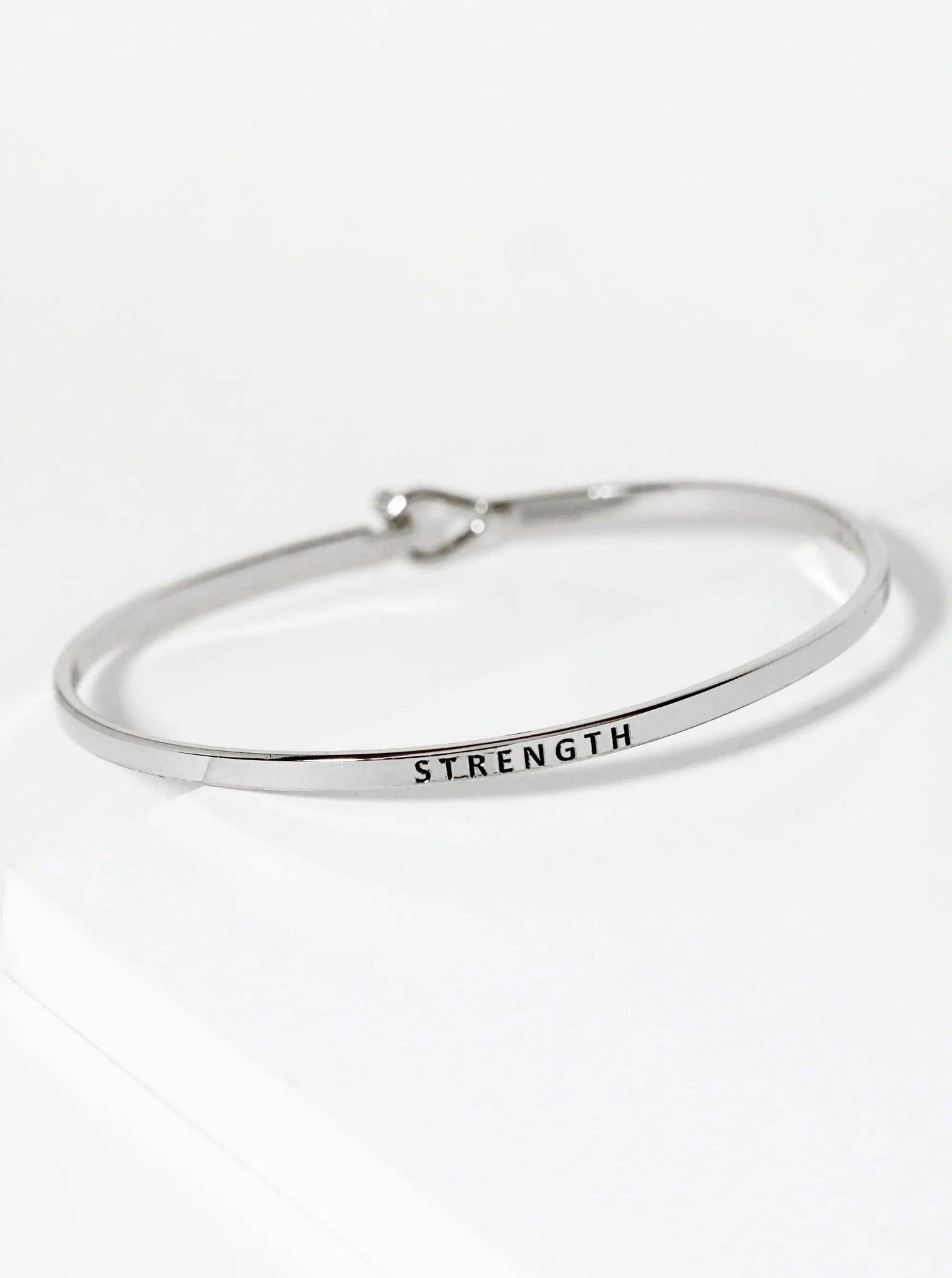 Strength Engraved Inspirational Bangle Bracelet