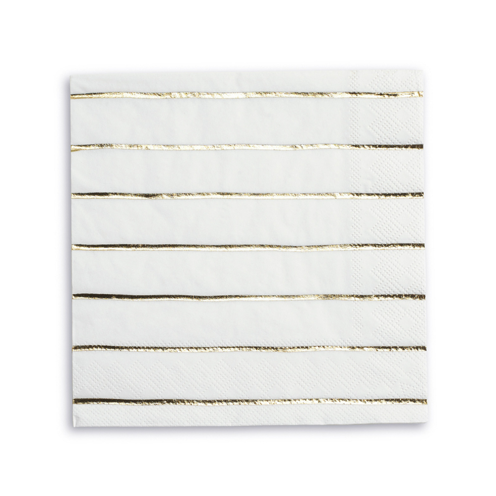 Frenchie Metallic Striped Large Napkins - 16 Pk.