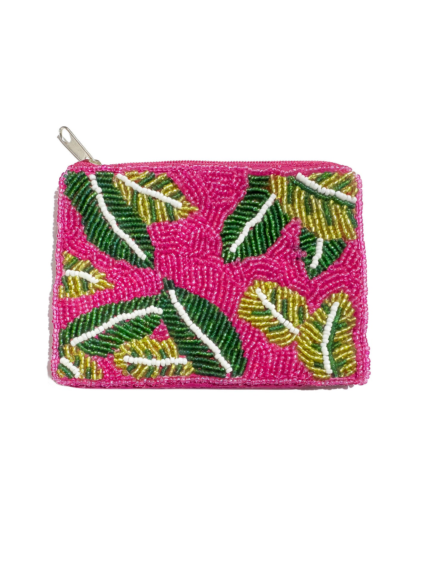 Green Leaves Mini Beaded Coin Purse