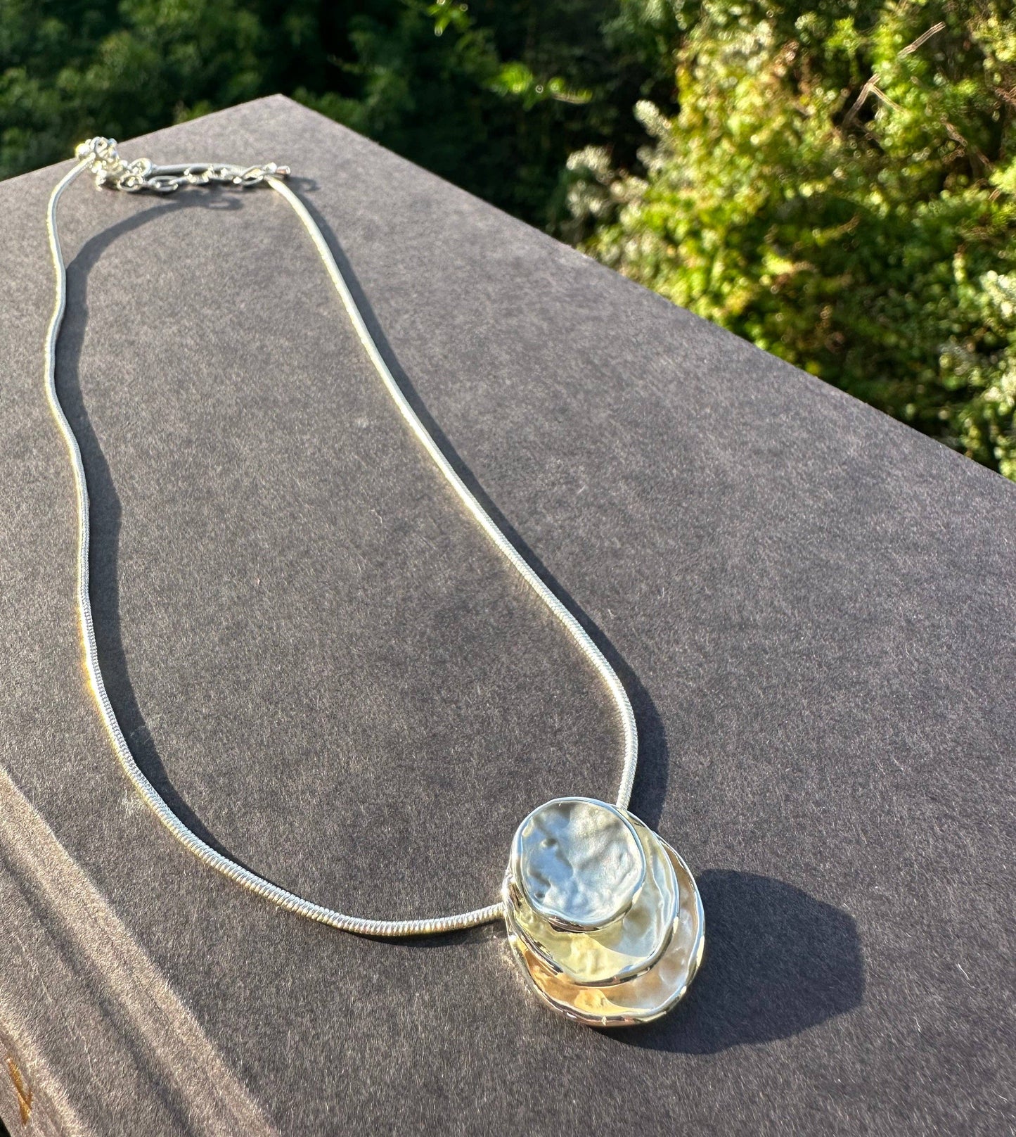 Three Stacked Potato Chip White Pearl Necklace