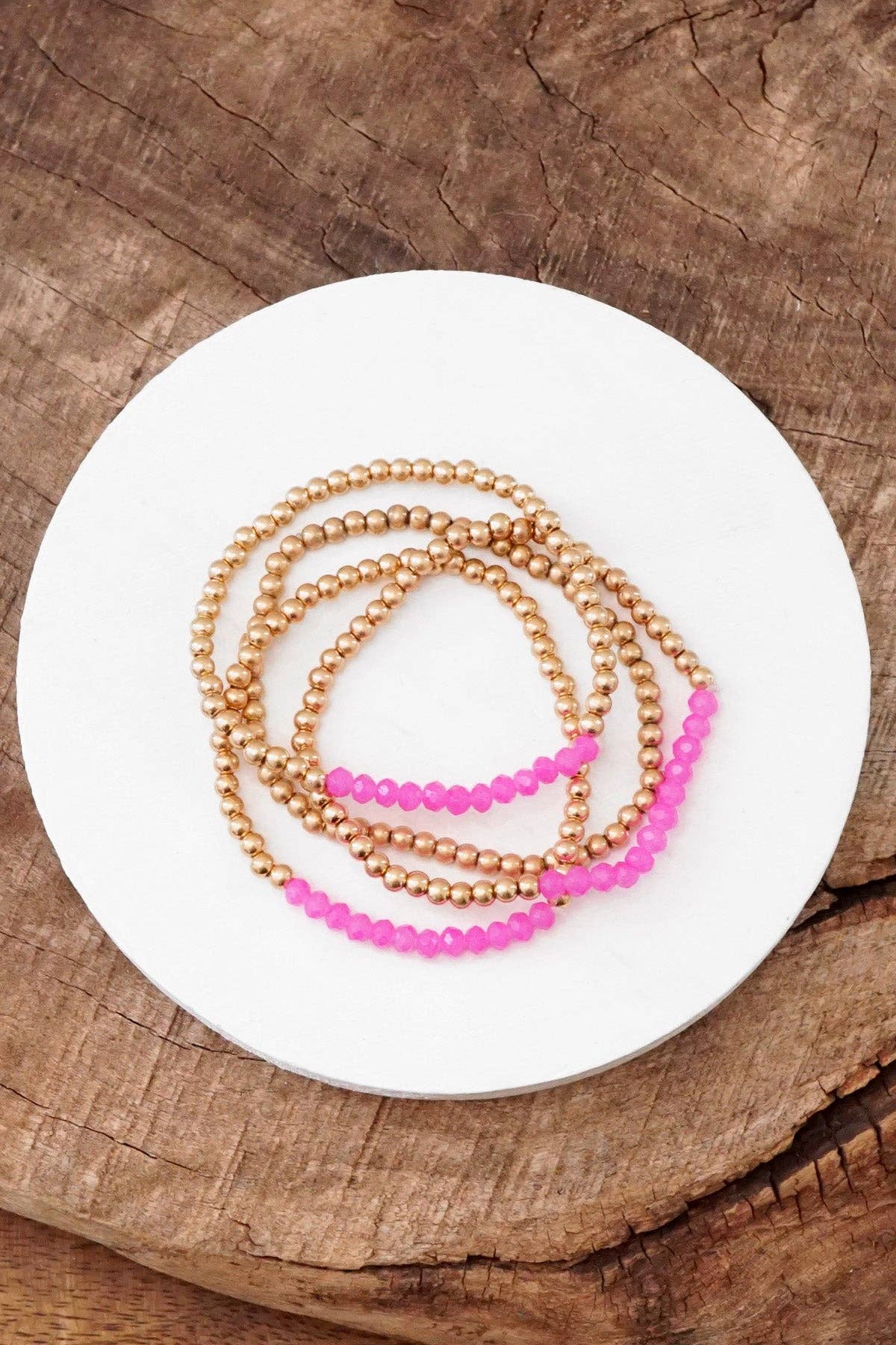 Bracelet Stack Small Worn Gold Glass Beads